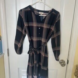 LOFT Plaid Navy Dress